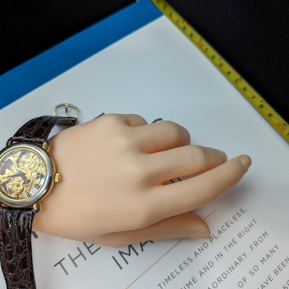 Skeleton Watch Cardini One Jewel Ruby Watch 18k gold Plated Mechanical Wind Up - Picture 8 of 8